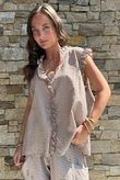 Arbi Gingham Y Blouse Hazelnut